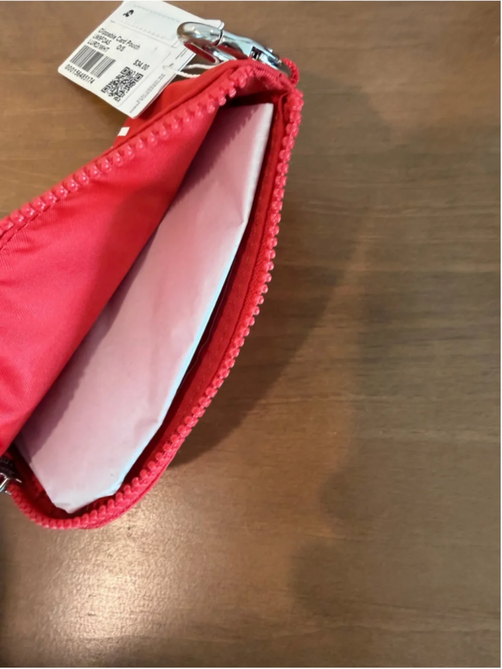 New with Tags Lululemon Clippable Card Pouch - Red/White